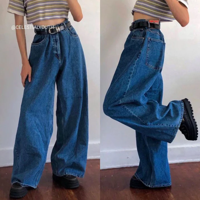 2021New Border Wide Leg Pants For Classic High-Waisted Jeans And Loudspeaker Pants