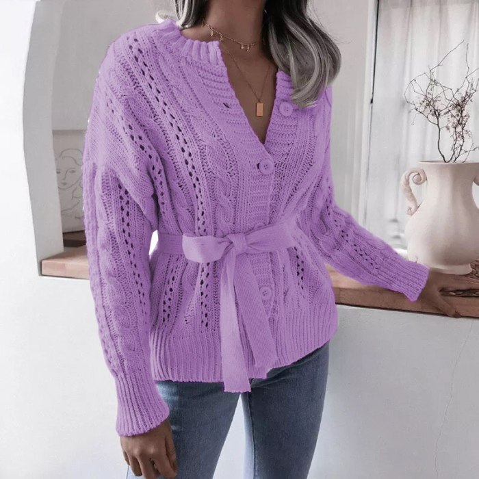 Women Solid Color Knitted Cardigan