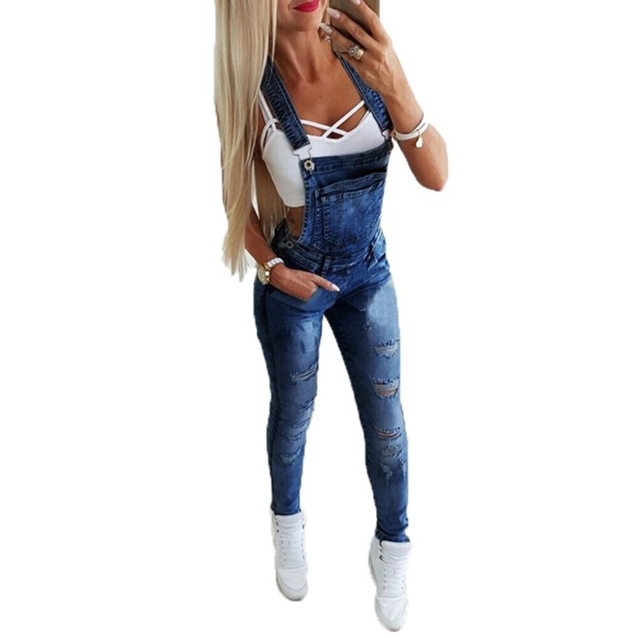 Women Pants Fashion Jeans Female Street Overalls Loose Casual Hole Pants Lady Full Length Trousers Hot 2021