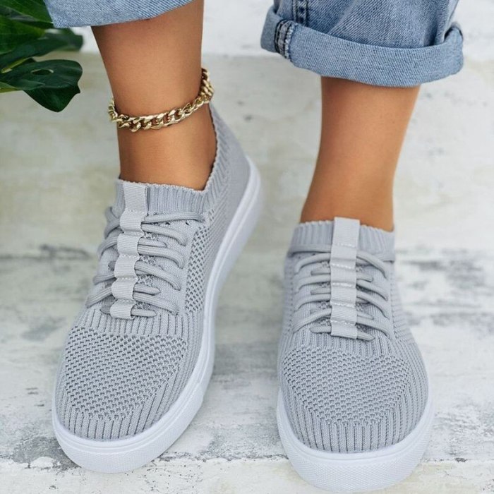 Women Breathable Mesh Platform Sneakers Knitting Summer Thick Sole Tennis Walking Shoes Chunky Tennis Casual Shoes