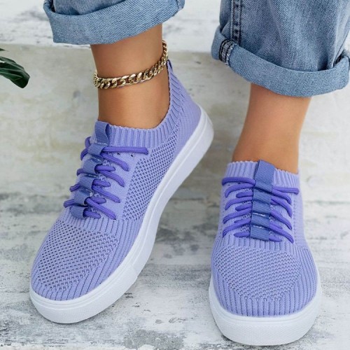 Women Breathable Mesh Platform Sneakers Knitting Summer Thick Sole Tennis Walking Shoes Chunky Tennis Casual Shoes