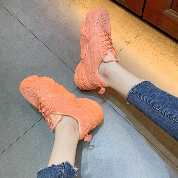 Sneakers Women Shoes Woman Vulcanized Shoes Mesh Lace Up Stretch Fabric Platform Casual Shoes Female Breathable Ladies Flats