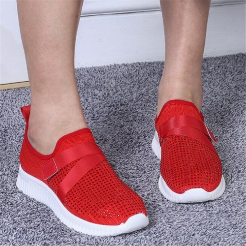 Mesh Rhinestone Women's Shoes 2021 New Lightweight Casual Shoes Women Fashion Breathable Womens Bottom Platform Sneakers Loafers