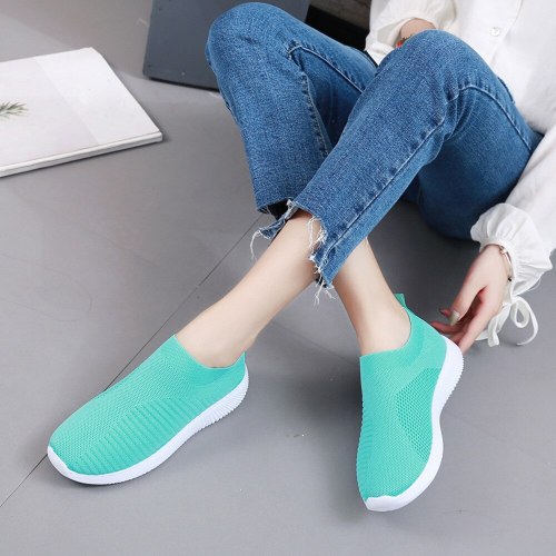 Women Outdoor Mesh Shoes Casual Lace Up Comfortable Soles Running Sport Ladies Slip On Breathable Casual Walking Shoe