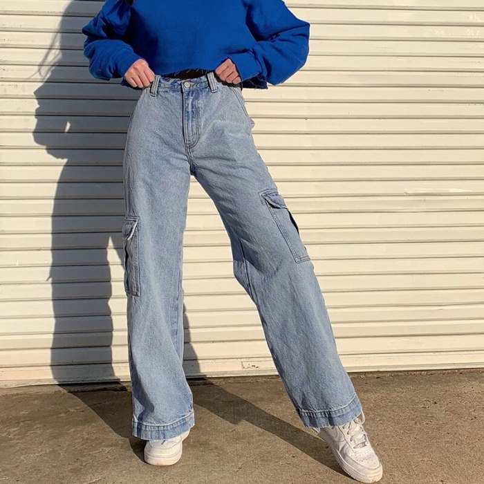 Woman Jeans High Waist Clothes Wide Leg Denim  Streetwear Vintage Quality 2021 Fashion Straight Pants