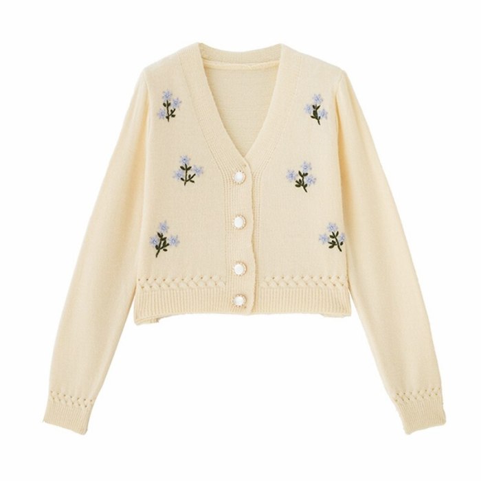 Chic Fashion Vintage Floral Knitted Cardigan