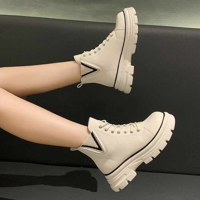 Autumn Women Platform PU Leather Ankle Boots