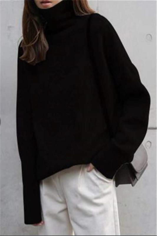 Ladies Oversized Knitted Turtleneck Loose Sweaters