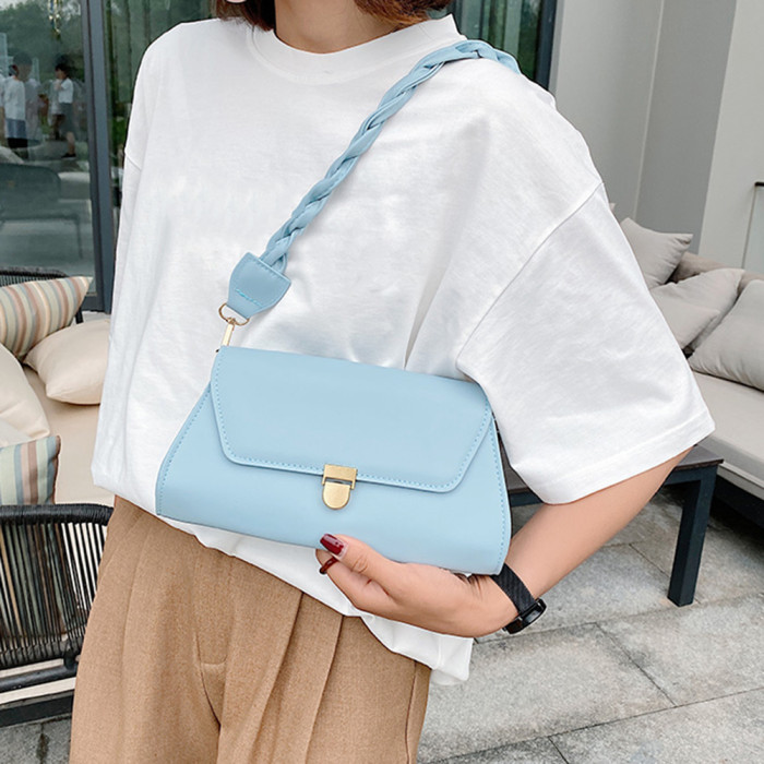 Fashion Women PU Leather Chain Shoulder Crossbody Messenger Bag Casual Ladies Solid Color Small Flap Purse Handbags