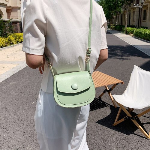 Fashion PU Leather Mini Saddle Crossbody Bags For Women Solid Color Casual Ladies Shoulder Messenger Bags Small Flap Handbags