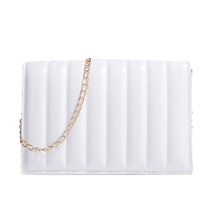 Stripe Shape PU Leather Small Shoulder Square Bag 2021 New Trendy Fashion Female Messenger Bag Candy Color Chain Lady Handbag
