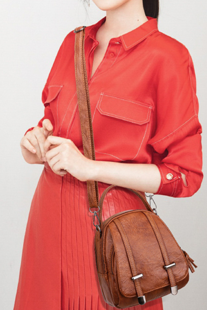Vintage Small Shoulder Bag Women Soft PU Leather Crossbody Bag Multifunction Messenger Bag Casual Lady Handbag Bolso