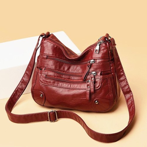 Soft Flap Single Shoulder Crossbody Pack Bag Handbags Tote For Woman All-Match Large Capacity PU Leather Messenger