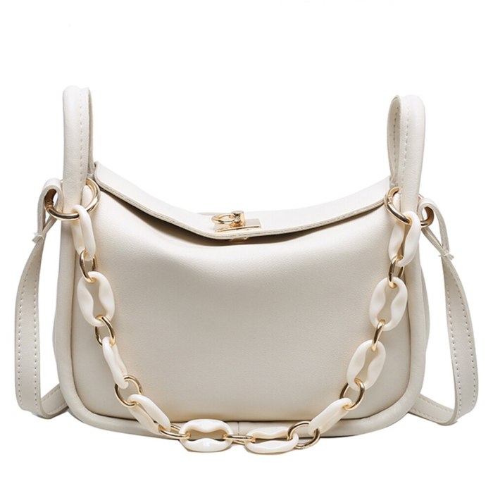 Women's Fashion Leather Handbags Women Casual PU Leather Pure Color Shoulder Crossbody Bag Fashion Chain Handbags