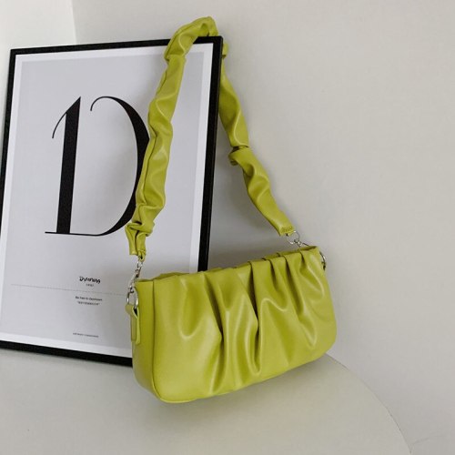 Bag female 2021 new summer solid color hand bag fold solid color one-shoulder messenger bag small fresh female fairy bag