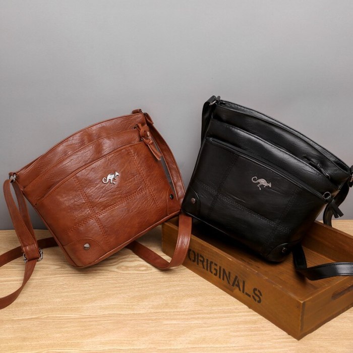 2021 new soft leather women shoulder bags fashion European and American women Crossbody bags Multi Pocket large capacity