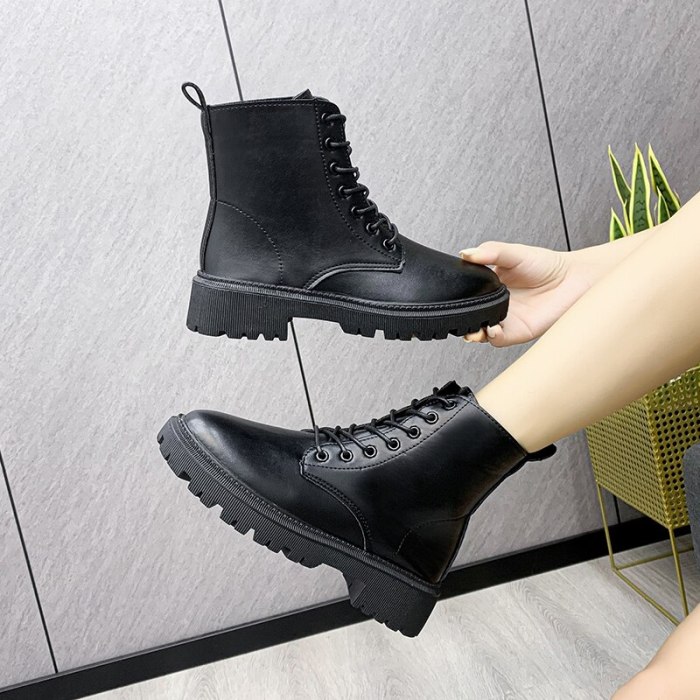 Autumn Boots Women's Shoes Women's Shoes Fashion Round Leather Ankle Boots 2021 Winter Stretch Black Boots Comfortable Boots