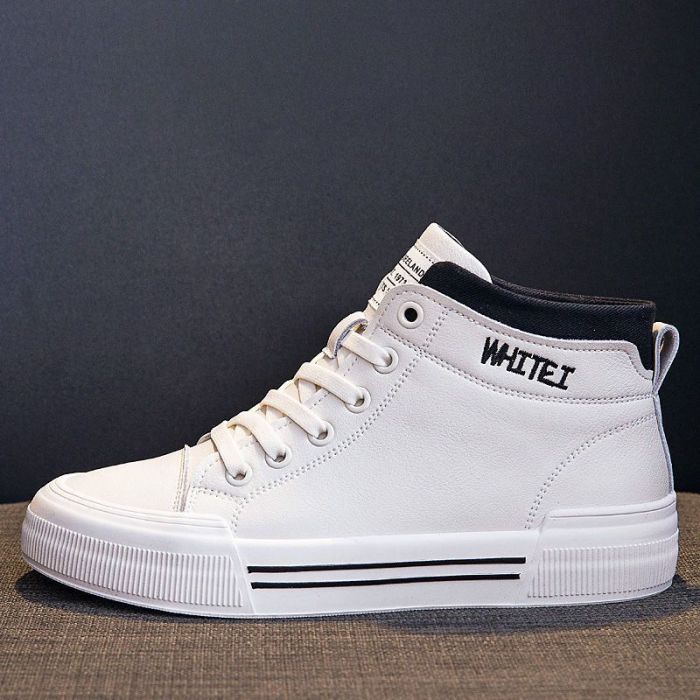 Little White Shoes Female 2021 New Cowhide Ladies Flat High-top Single Shoes All-match Lace-up Soft-soled Casual Women's Shoes