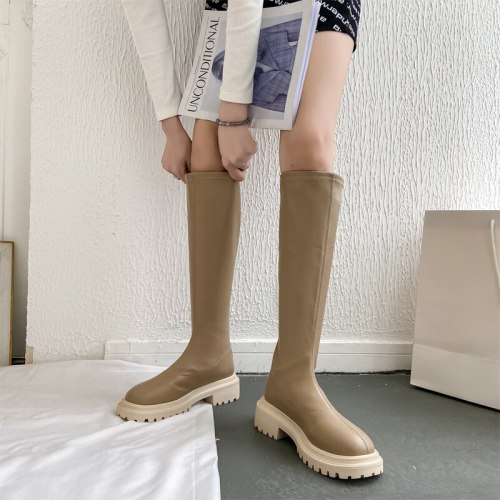 Women's Rubber Boots Flat Heel Zipper Female Shoes Luxury Designer Round Toe Boots-Women Rain Mid Calf Ladies Lolita Fashion Ove