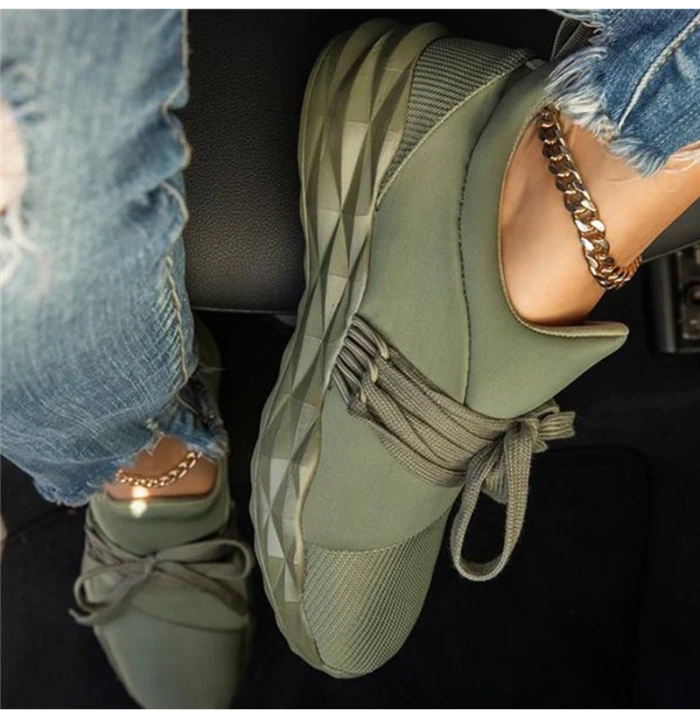 2021Autumn Sneakers Women Casual Breathable Sport Shoes Lace Up Loafers Ladies White Sneakers Outdoor Walking Running Shoes New