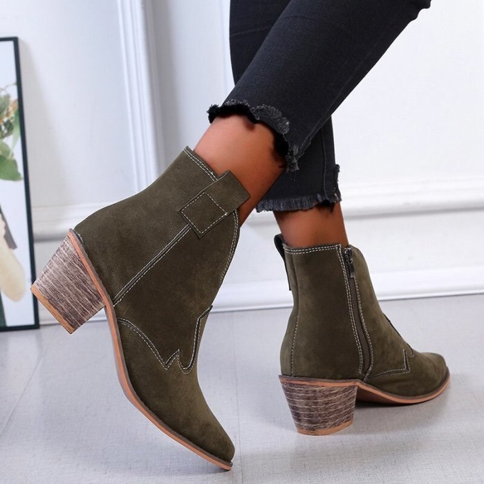 Women Nakle Boots Keep Warm Shoes Mid Heel Pointed Toe Boots for Woman Fashion Zip Shoes Botas Mujer Plus Size