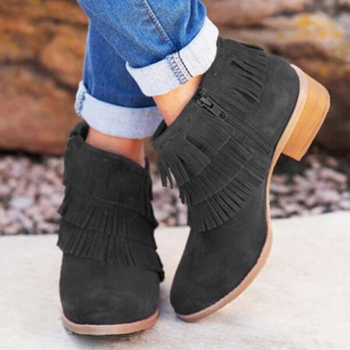 Women Warm Ankle Thick Heel Boots