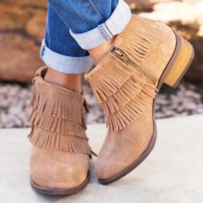 Women Warm Ankle Thick Heel Boots