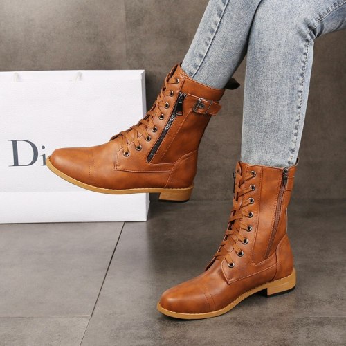 Women Boots New Unisex Leather Boots Autumn Winter Couple Boots Martens Boots Warm Plsuh Men Snow Boots Casual Zapatos Mujer