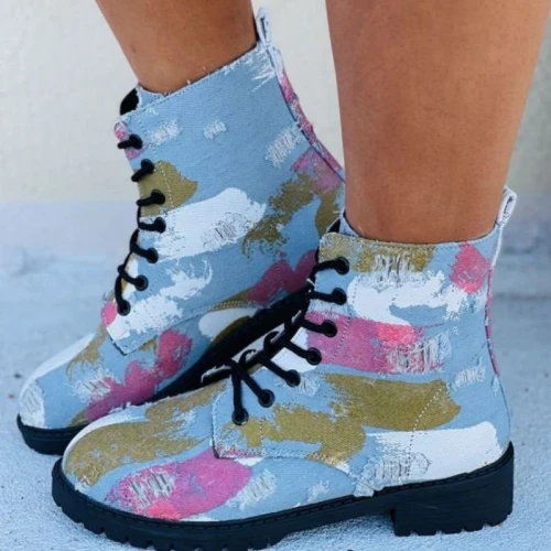 New Trend Canvas Cowboy Boots