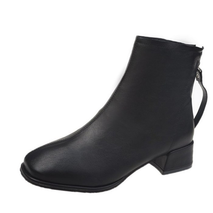 Women's New Square Toe Zipper Single Boots