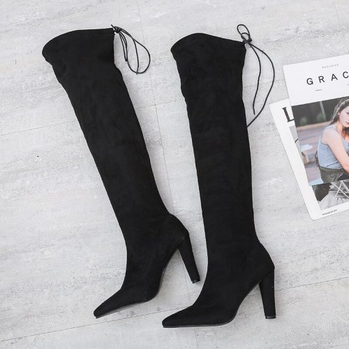 Big Size 43 Over The Knee Boots Heels Autumn Fashion Pointed Heel Boots Women Comfortable Shoes Knee High Boots High Heels Sexy
