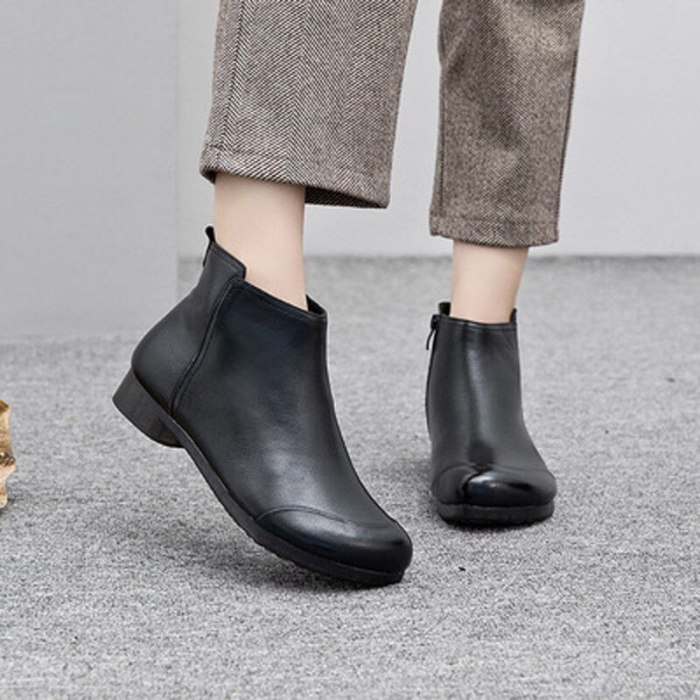 New Retro Fashion Pu Leather Zipper Ankle Boots