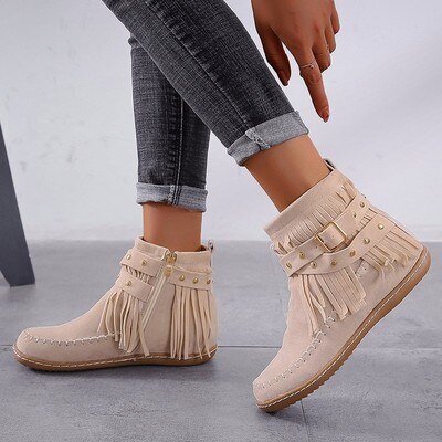 Autumn mid-barrel winter Wind and side zipper round suede boots large size 2021 women boots