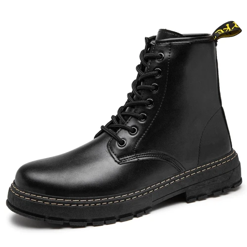 2021 Spring and Autumn New Casual Fashion Men's Boots Lace-up Comfortable Leather Shoes Male Flat Brand Designer Martin Boot Men