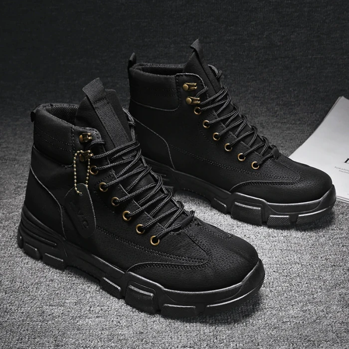 Men Boots Leather Waterproof Lace Up Military Boots Men New Autumn Winter Ankle Lightweight Shoes For Men Casual Non Slip