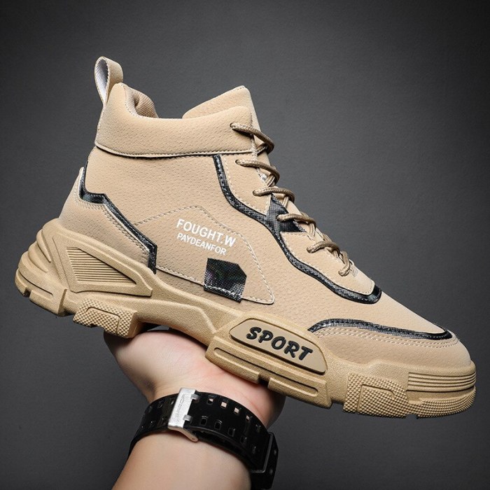 New Men Boots Leather Waterproof Lace Up Military Boots Men Ankle Lightweight Shoes for Men Sneakers Spring Autumn Casual
