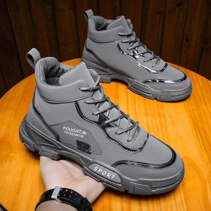 New Men Boots Leather Waterproof Lace Up Military Boots Men Ankle Lightweight Shoes for Men Sneakers Spring Autumn Casual