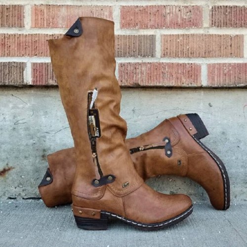 Womens Boots Can Store Zip Mid-tube Platform Boot Leather Knight Boot Chelsea Boot Western Cowboy Boots Warm Autumn Winter Shoes