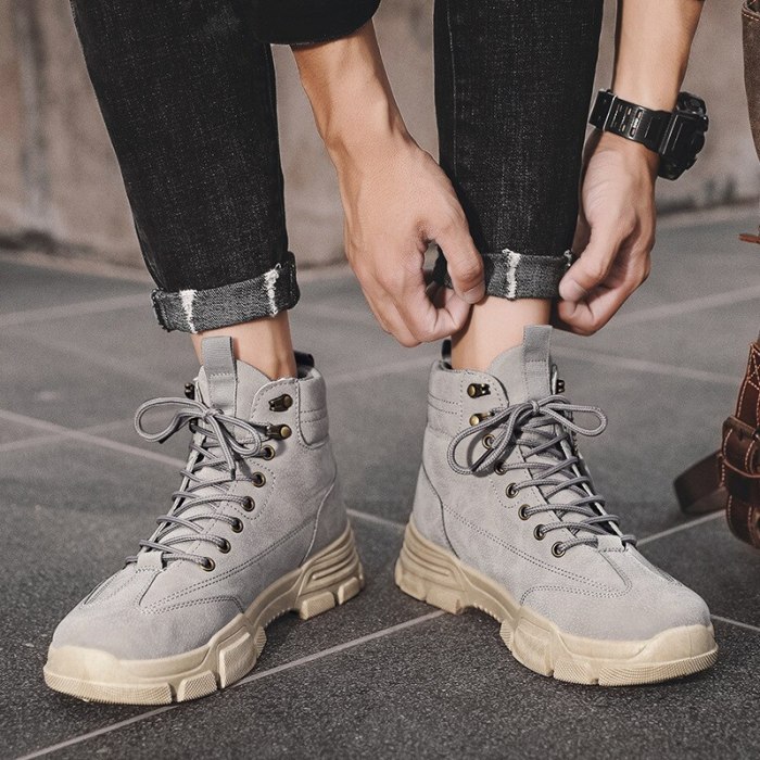 Men Boots Leather Waterproof Lace Up Military Boots Men New Autumn Winter Ankle Lightweight Shoes For Men Casual Non Slip