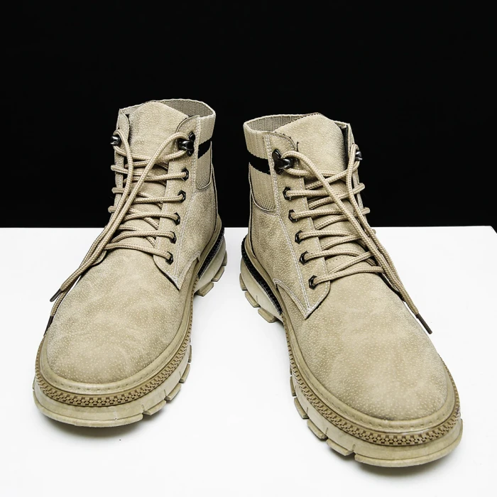 Men Basic Boots Men Autumn & Winter Fashion Shoes Men Design Leather Lace-Up Boots Male Comfy Classic Casual Ankle Men Boots