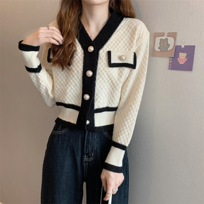 Ladies V-neck knitted All-match  Cardigan