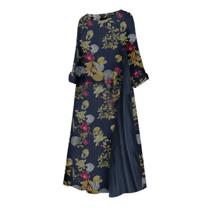 Women's Half Sleeve Casual Boho Ethnic Print Maxi Dress