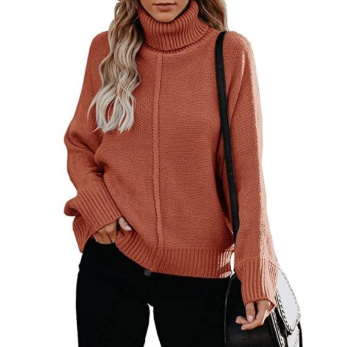 Women Casual Turtleneck  Knitted Loose Sweaters