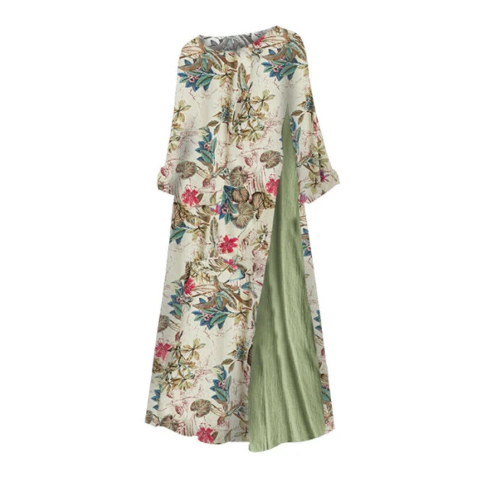 Women's Half Sleeve Casual Boho Ethnic Print Maxi Dress