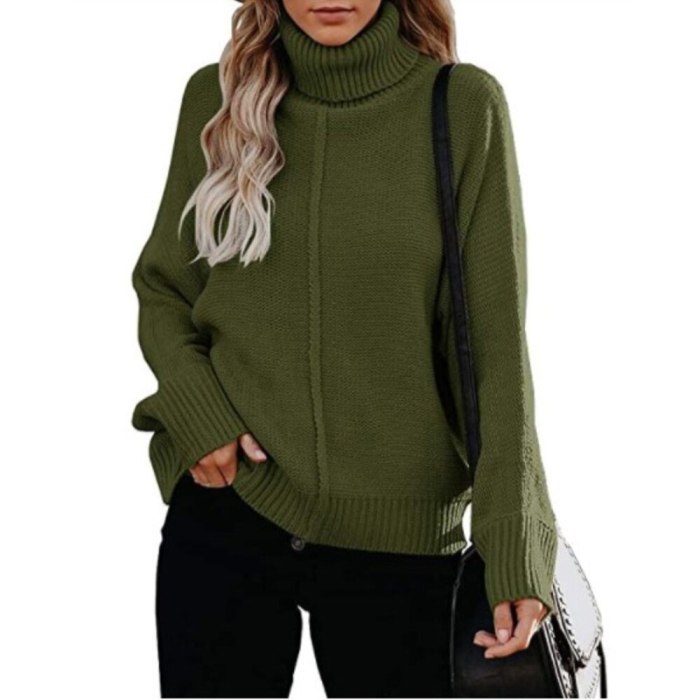 Women Casual Turtleneck  Knitted Loose Sweaters