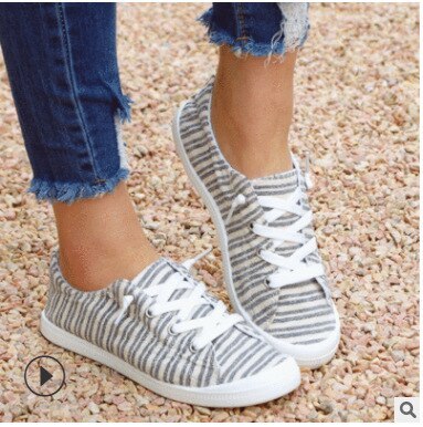 New Summer Women Fashion Casual Everyday Canvas Stripe Print Comfortable Hot Sale