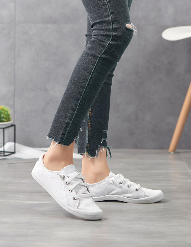 Women Canvas Shoes Ladies Flats Comfortable Sneakers Vulcanize Sprot Shoes Casual Women Shoes Lace-up Ladies Trainers