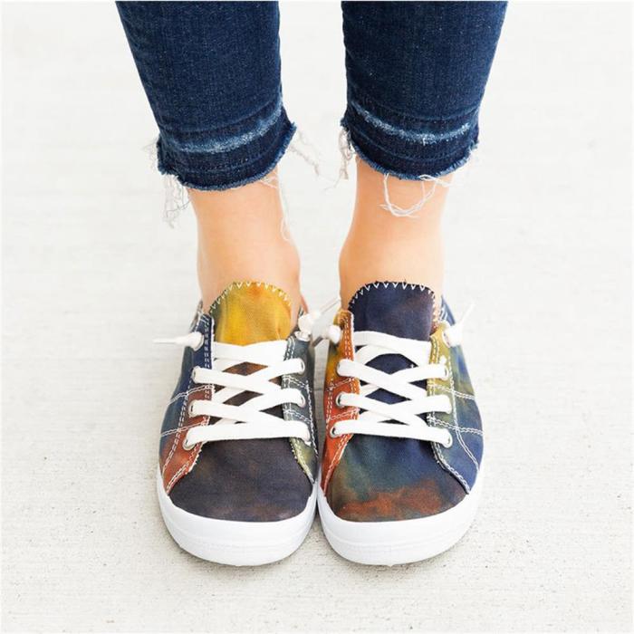 Women Canvas Shoes 2022 All Season Daily Multi Color Ladies Lace Up Casual Flats Home Outdoor Sport Sneakers