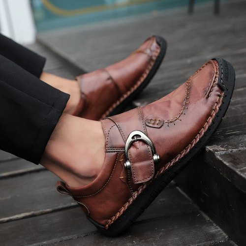 Brand Men Handmade Soft Leather Casual Shoes Outdoor Breathable Flat Man shoes High Quality Men Loafers Moccasins Big Size 38-48