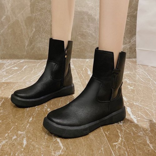 Brand Designer Women White Platform Boots 2021 Chunky Heels Warm Fur Winter Ankle Boots for Women Stylish Side Zip Shoes Woman